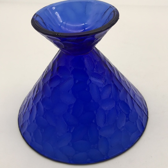 Made in France Cobalt blue textured Martini/ Cocktails Set of 2 footed glasses - Picture 3 of 6